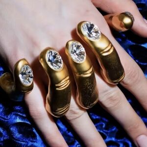 Gold Finger Wrap Ring with Clear Crystal Accent